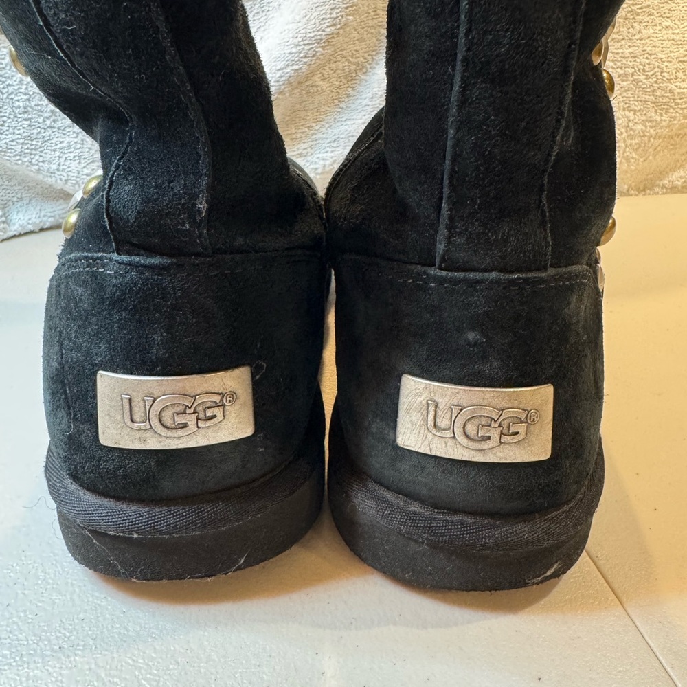 UGG Black Studded Women's Sheepskin Boots - Picture 5 of 12